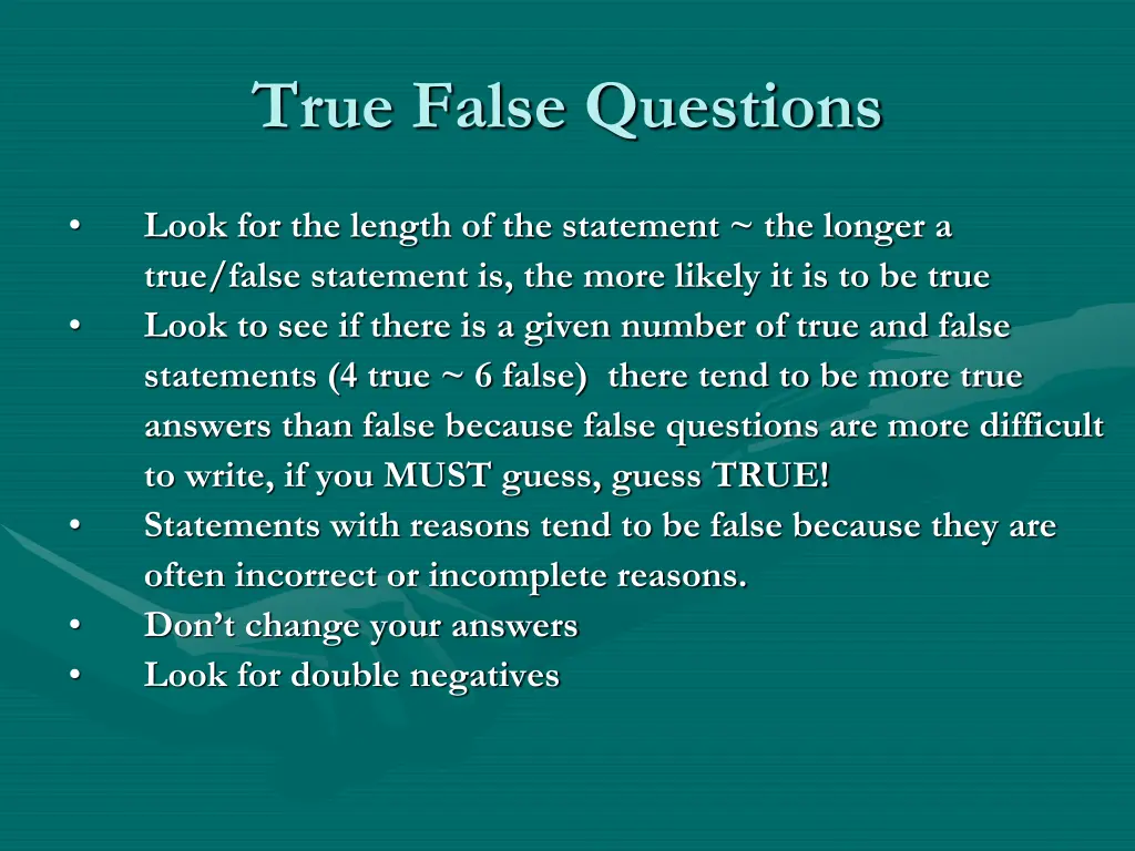 true false questions