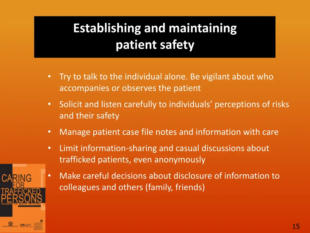 establishing and maintaining patient safety