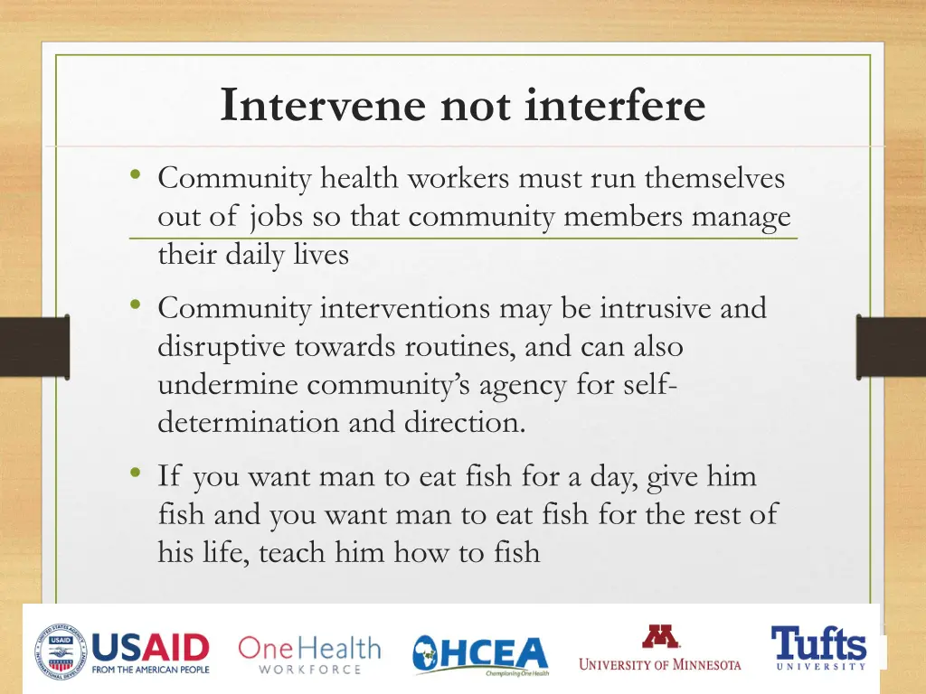 intervene not interfere community health workers