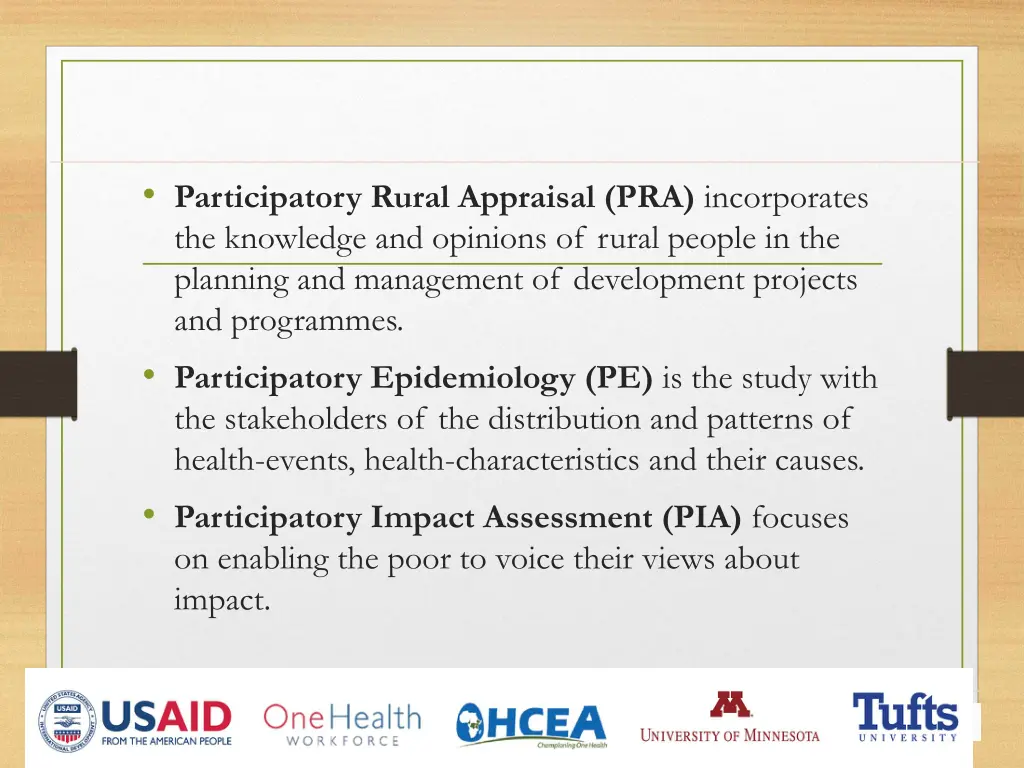 participatory rural appraisal pra incorporates