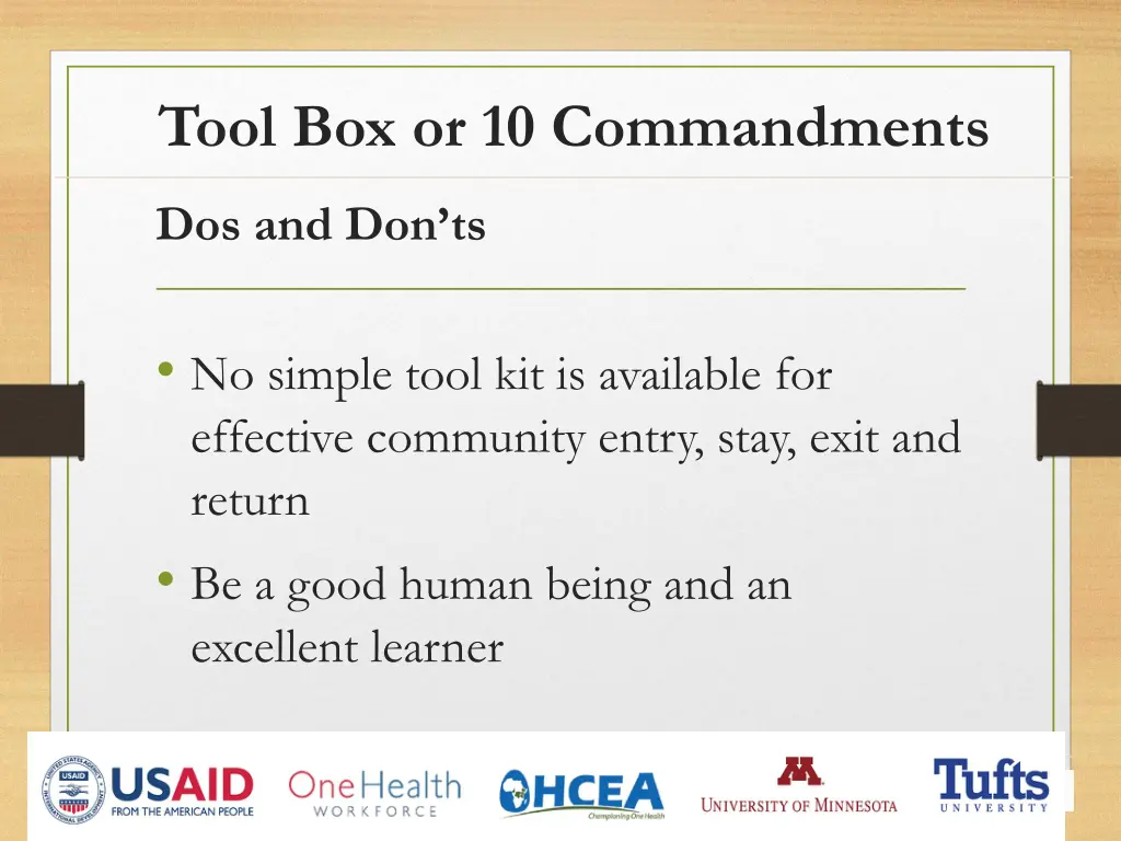 tool box or 10 commandments