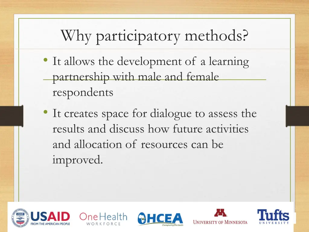 why participatory methods it allows