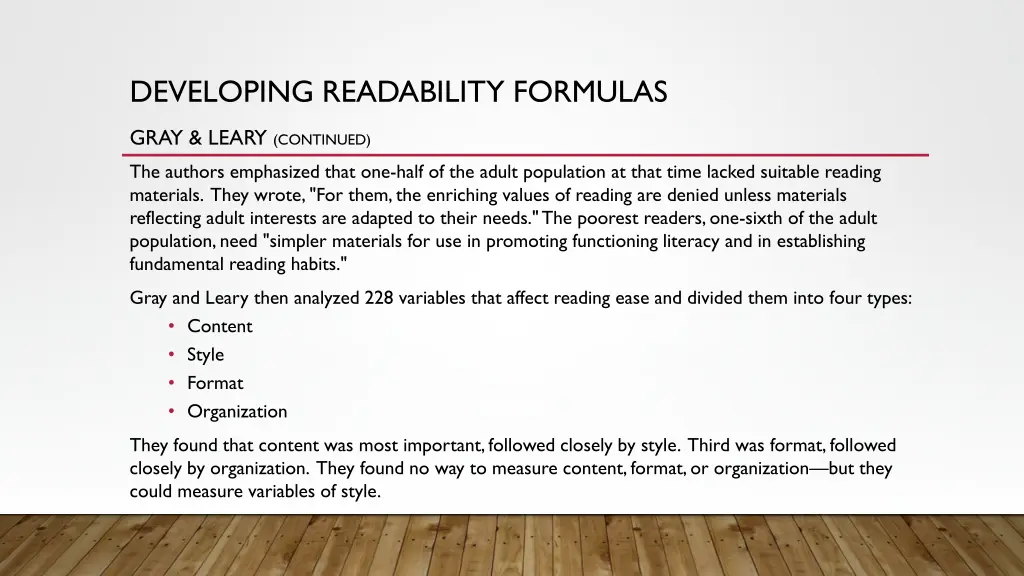 developing readability formulas 2