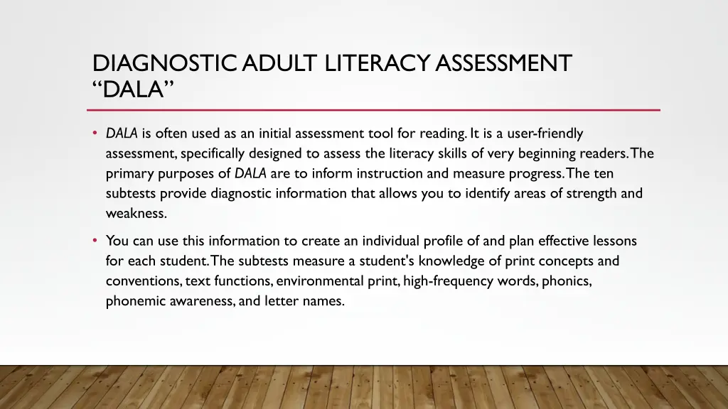 diagnostic adult literacy assessment dala