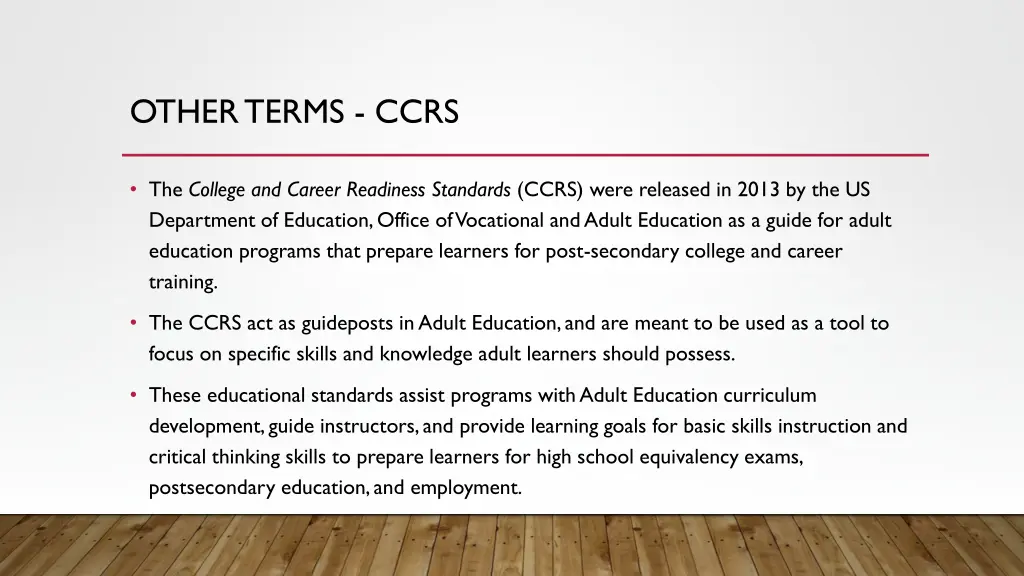 other terms ccrs