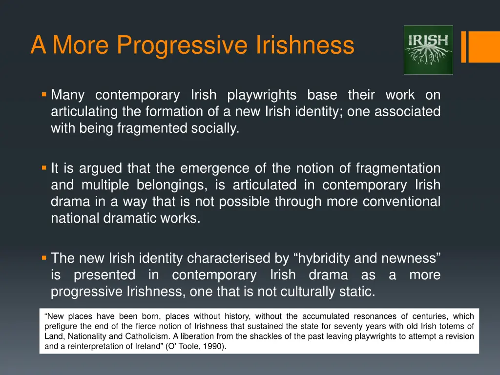 a more progressive irishness