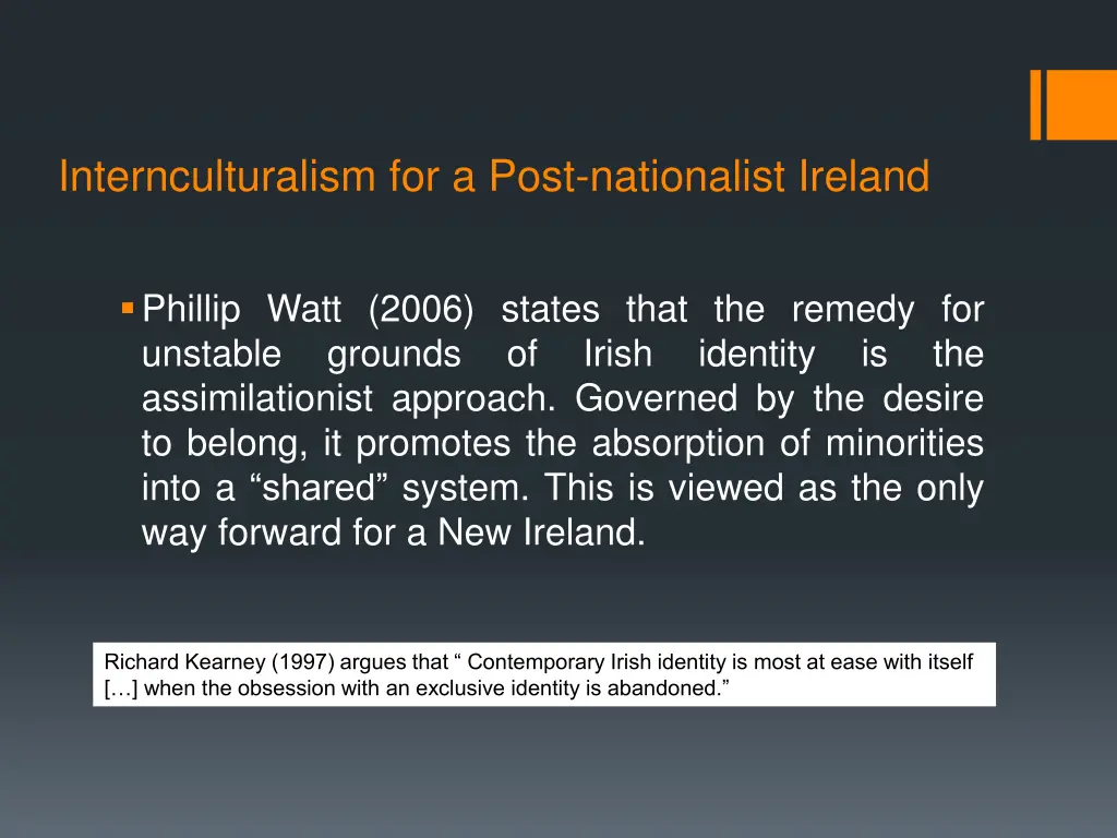 internculturalism for a post nationalist ireland