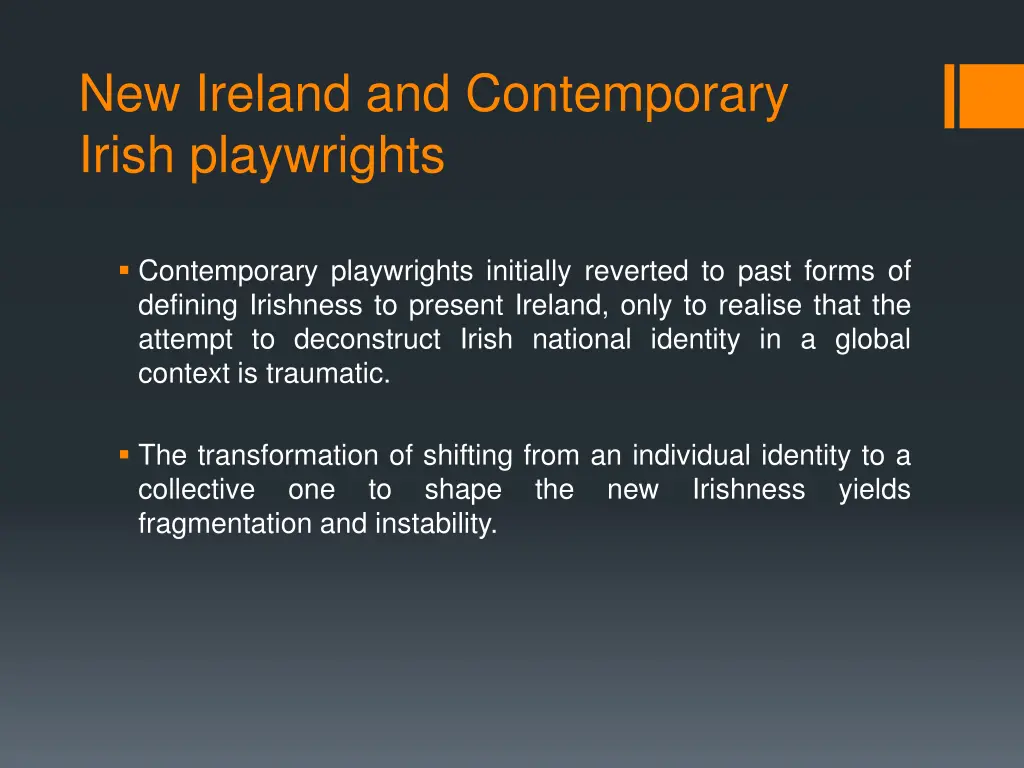 new ireland and contemporary irish playwrights