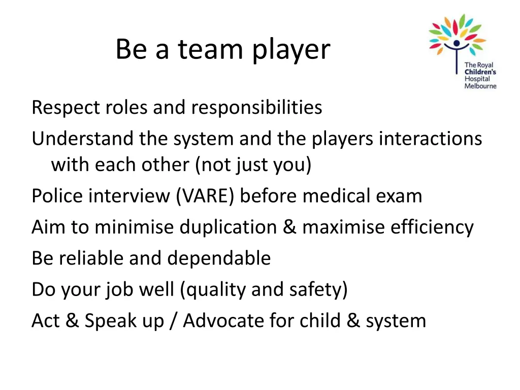 be a team player