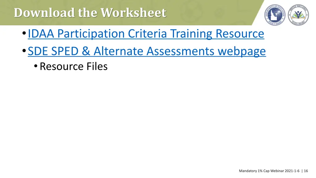 download the worksheet idaa participation