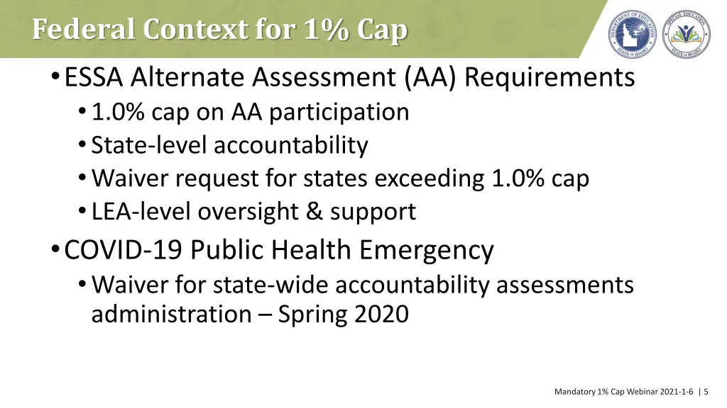 federal context for 1 cap essa alternate