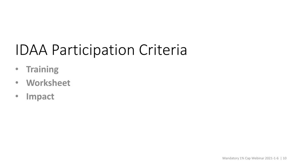 idaa participation criteria training worksheet