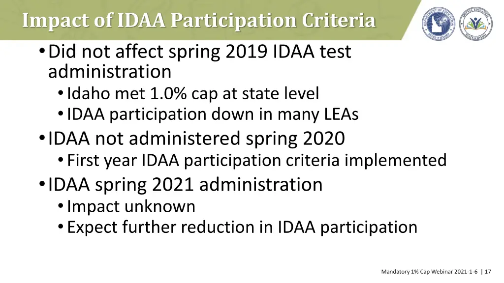 impact of idaa participation criteria