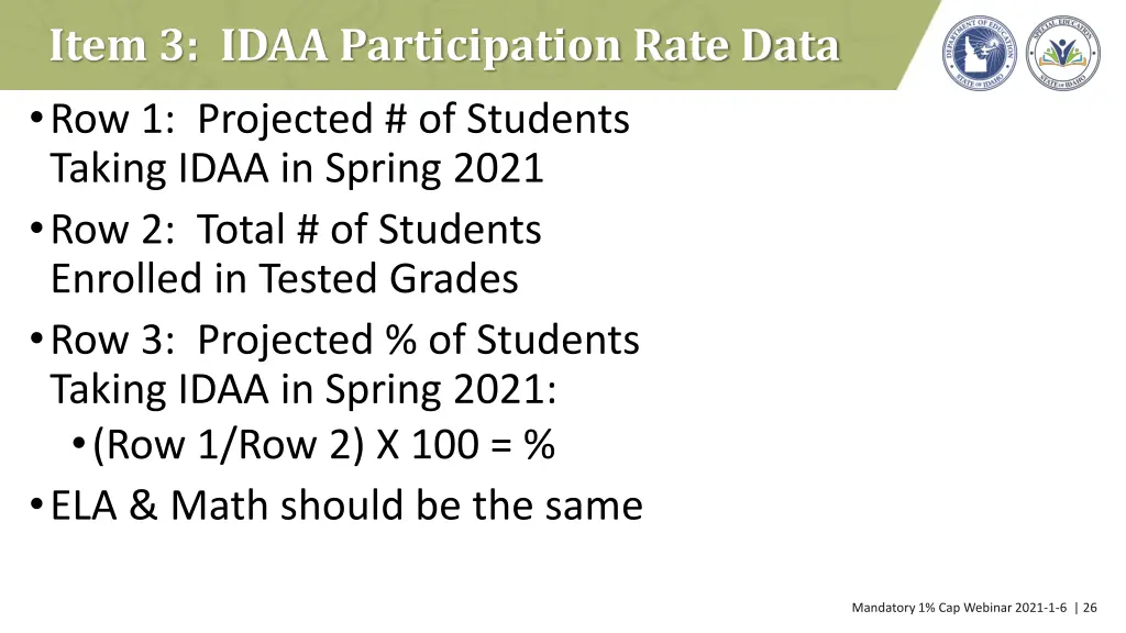 item 3 idaa participation rate data