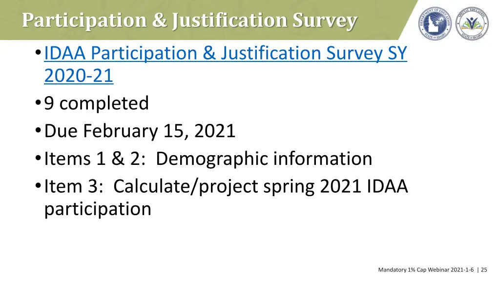 participation justification survey idaa