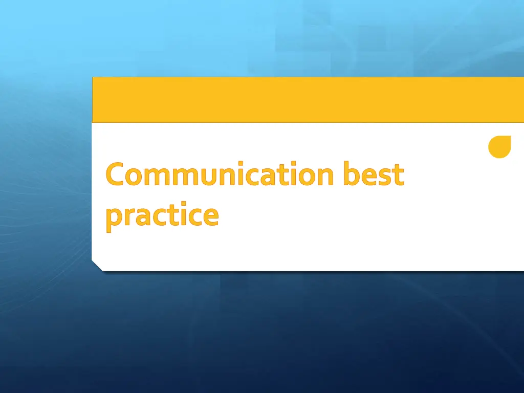 communication best practice