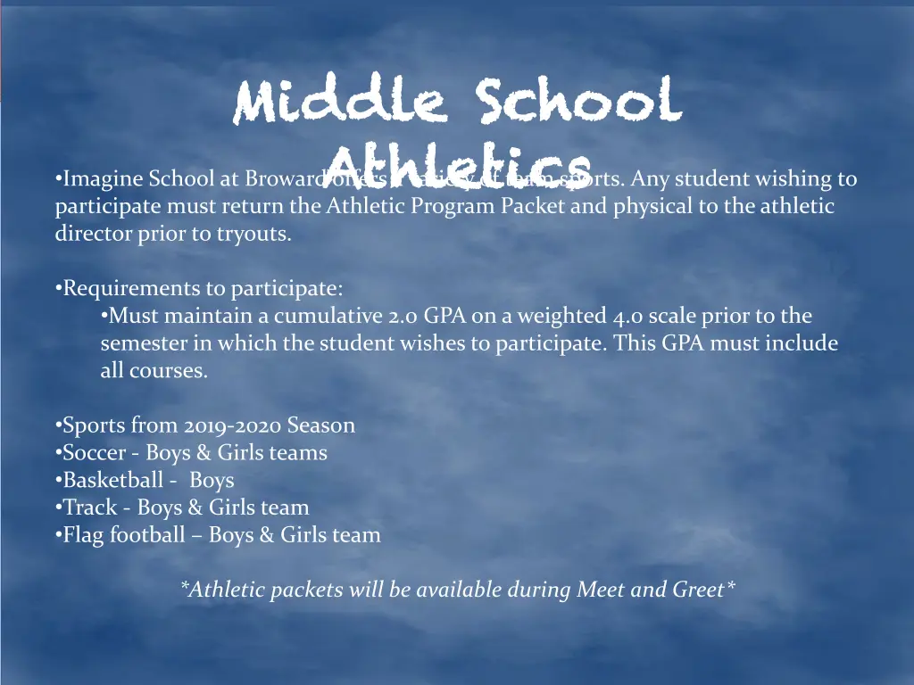 middle school athletics participate must return