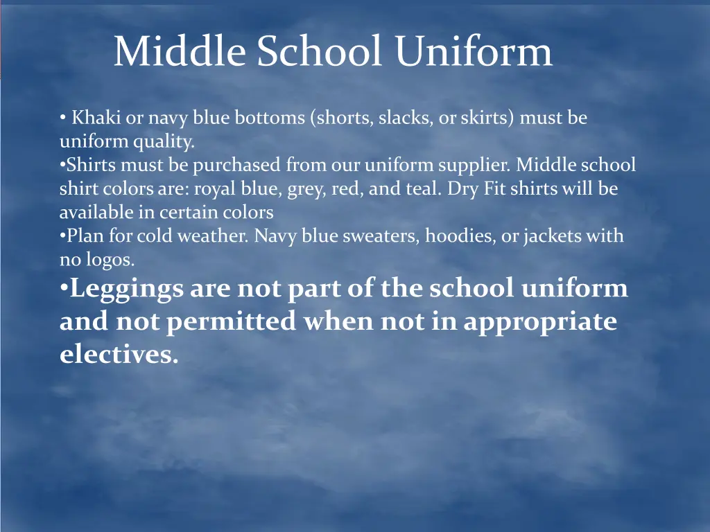 middle school uniform