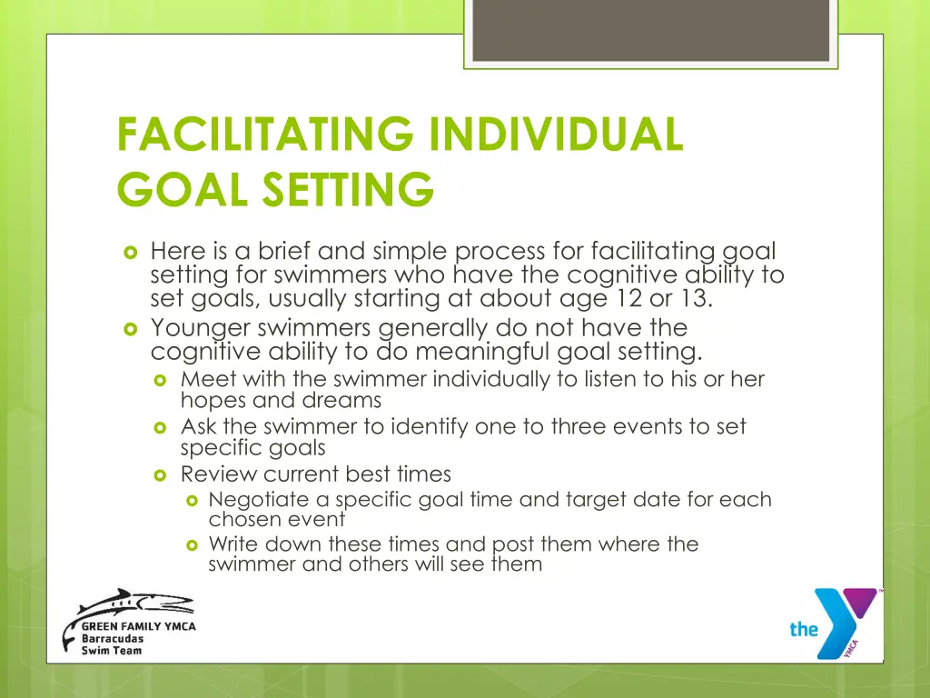 facilitating individual goal setting