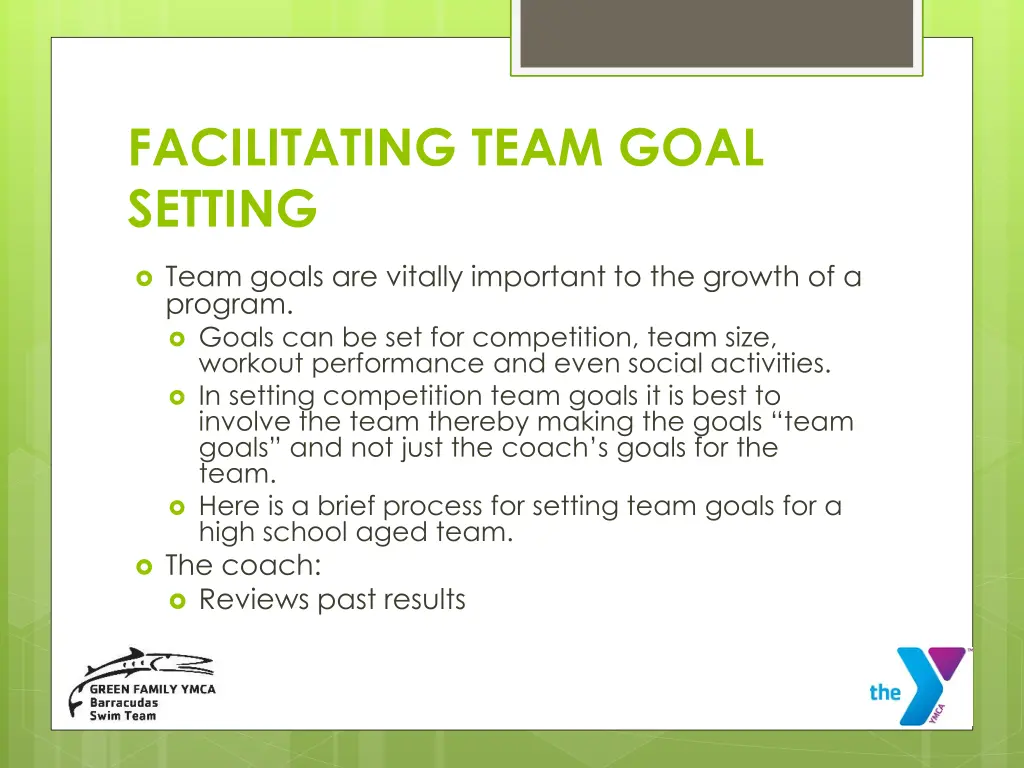 facilitating team goal setting