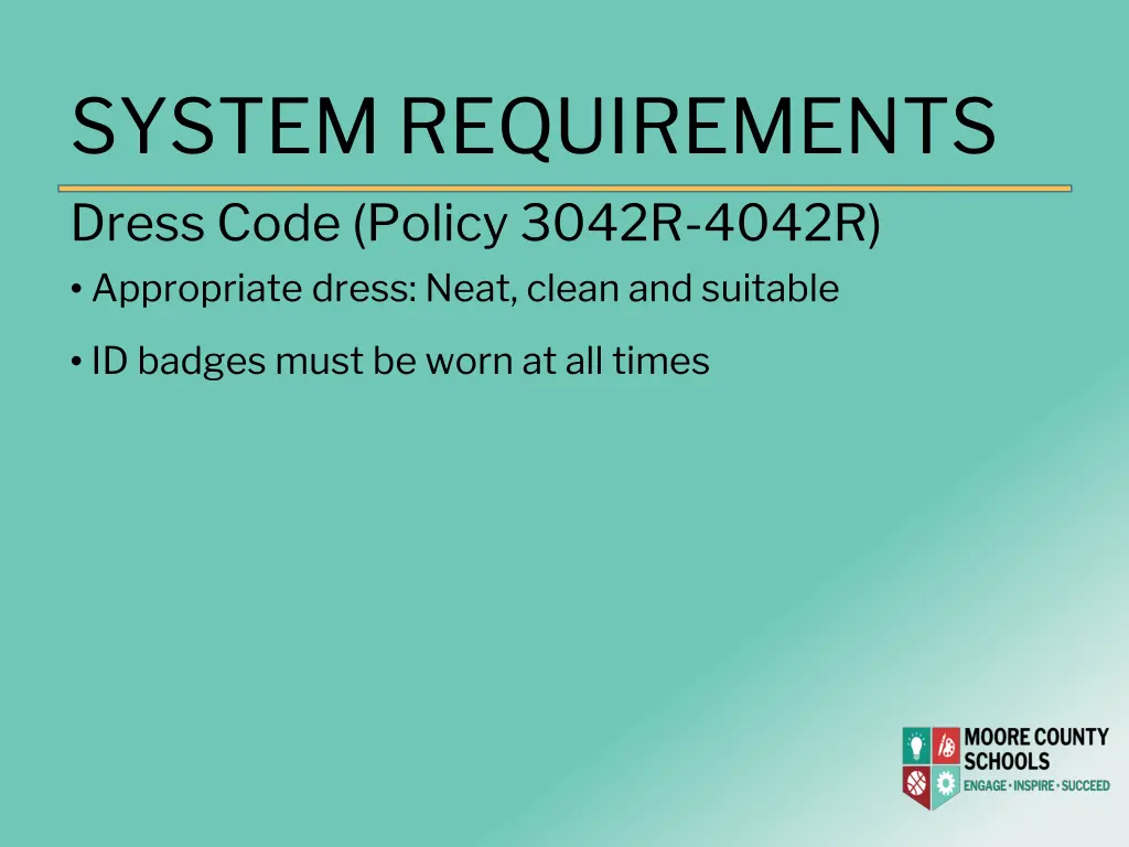 system requirements dress code policy 3042r 4042r