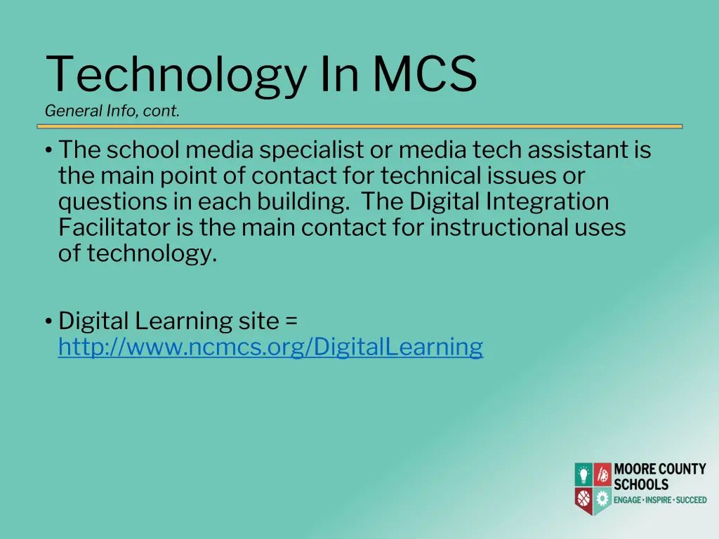 technology in mcs general info cont