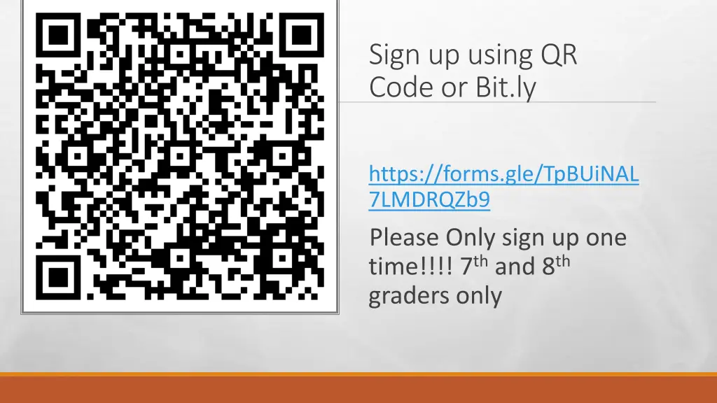 sign up using qr code or bit ly