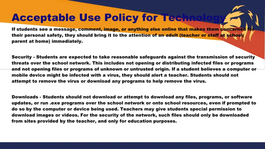 acceptable use policy for technology if students