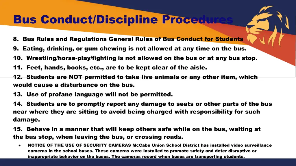 bus conduct discipline procedures 1