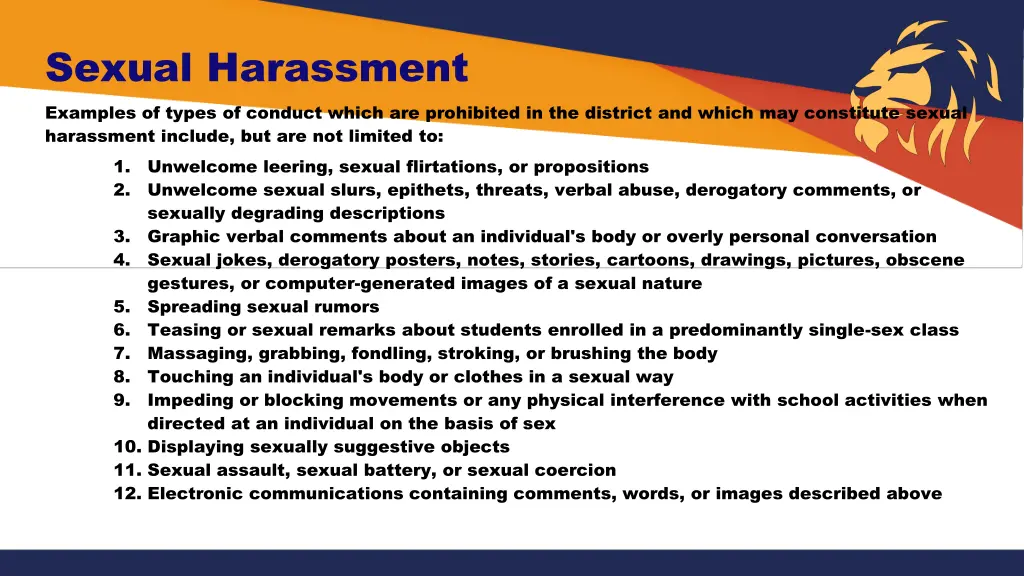 sexual harassment examples of types of conduct