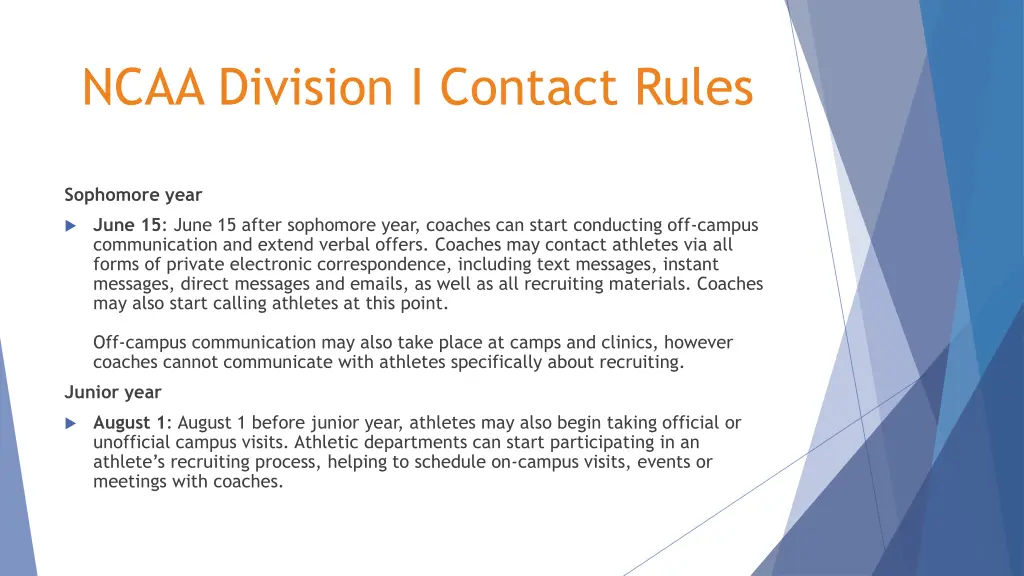 ncaa division i contact rules