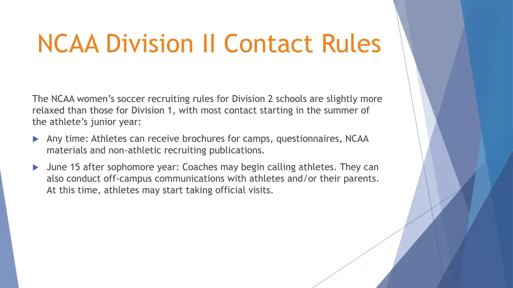 ncaa division ii contact rules