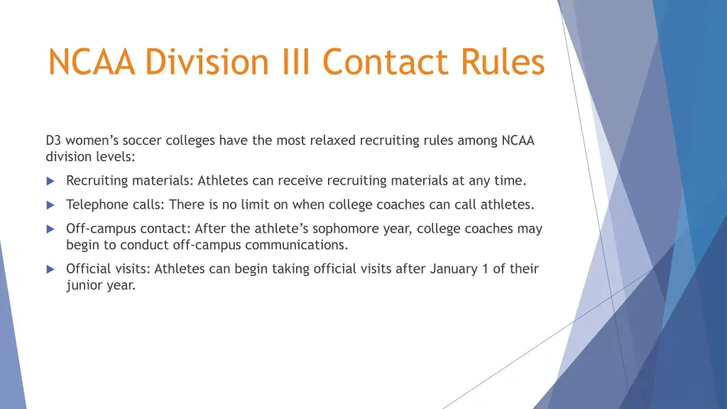 ncaa division iii contact rules