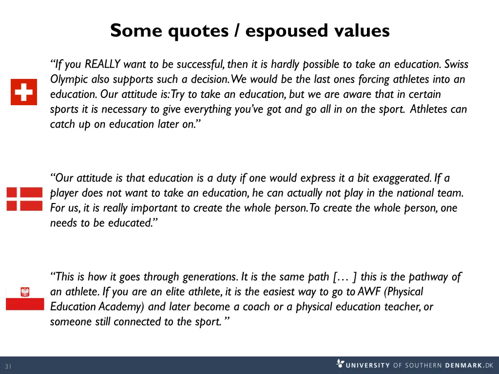 some quotes espoused values