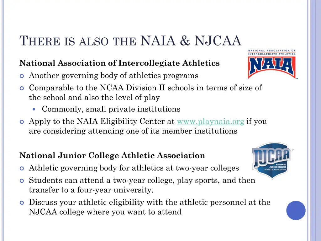 t here is also the naia njcaa