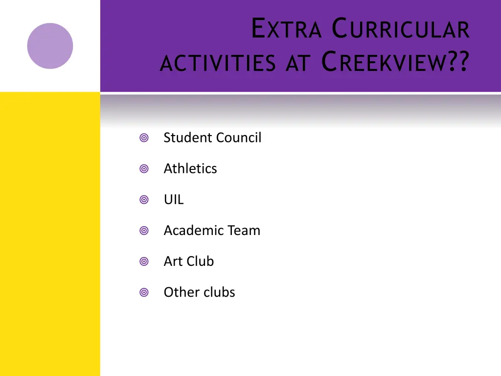 e xtra c urricular activities at c reekview