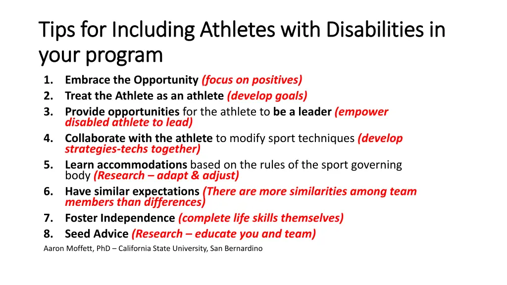 tips for including athletes with disabilities