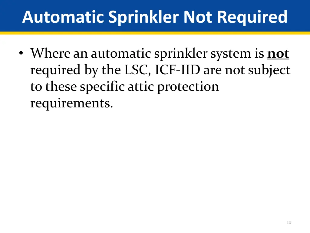 automatic sprinkler not required