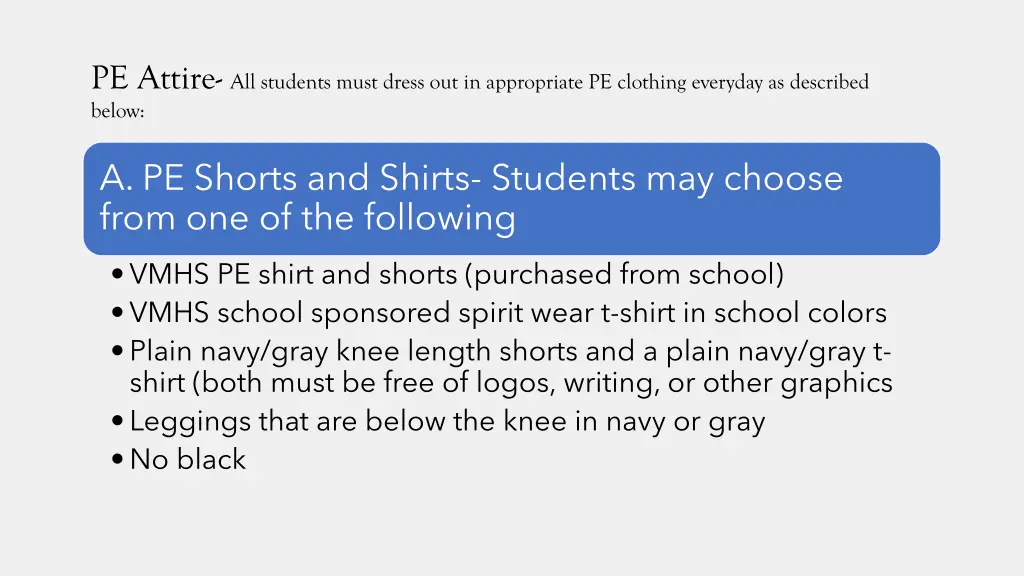 pe attire all students must dress