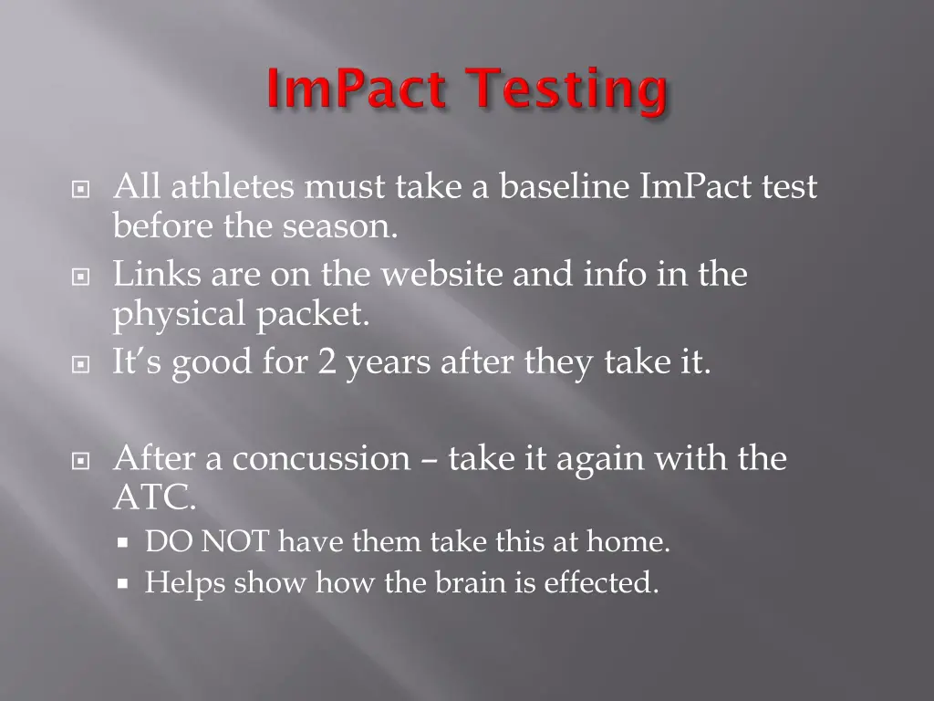 all athletes must take a baseline impact test