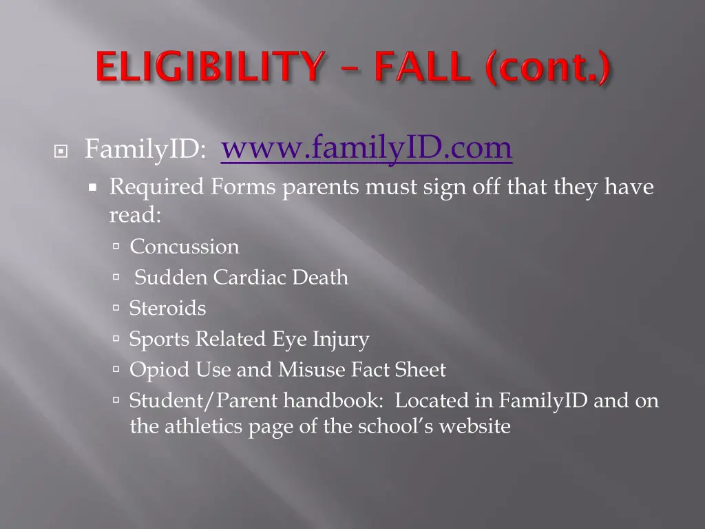 familyid www familyid com required forms parents