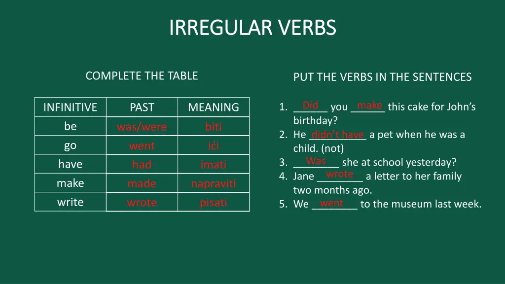 irregular irregular verbs