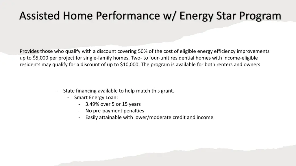 assisted home performance w energy star program