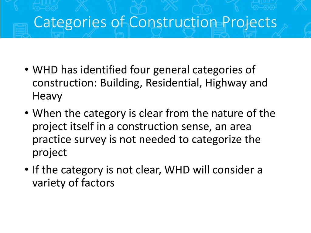 categories of construction projects