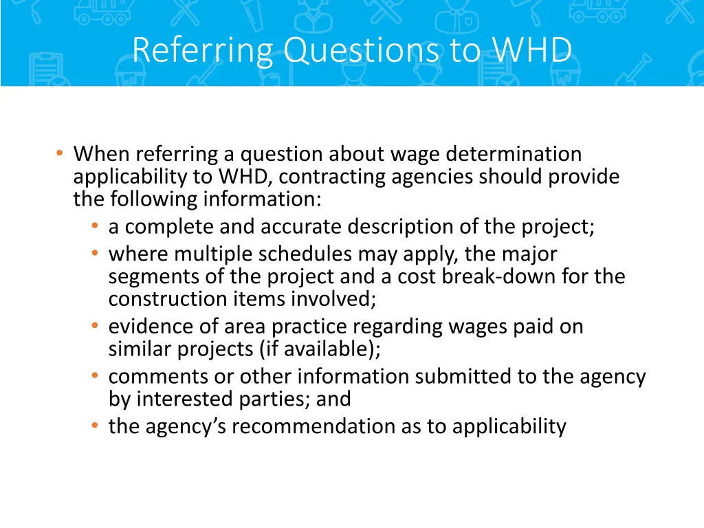 referring questions to whd