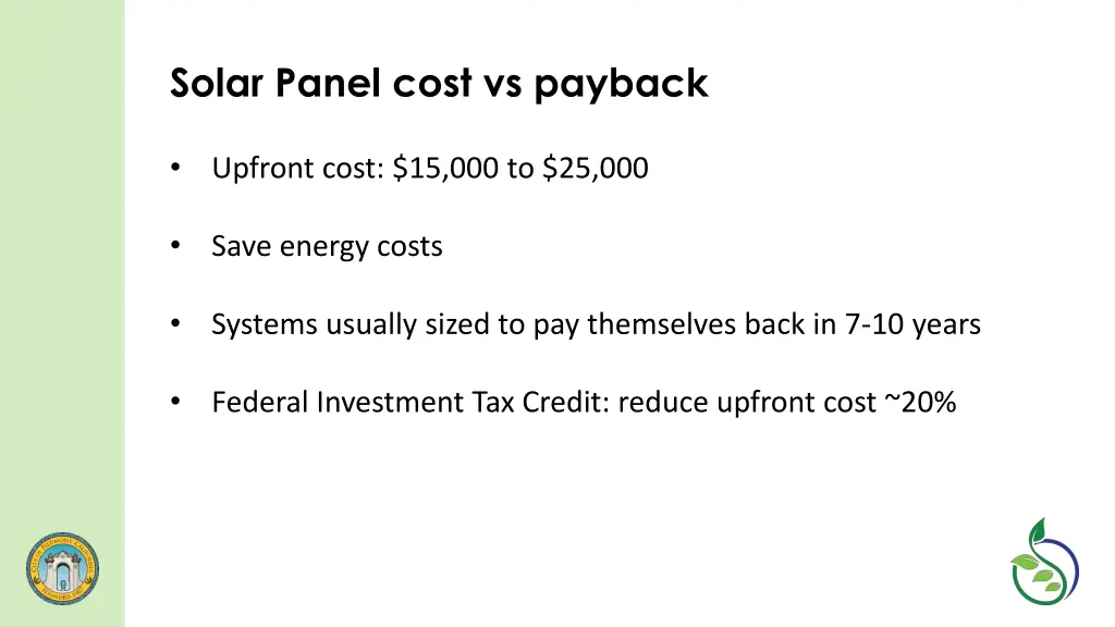 solar panel cost vs payback