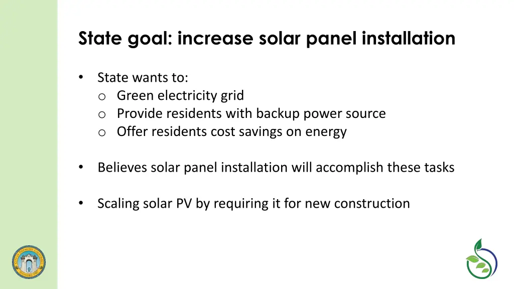 state goal increase solar panel installation