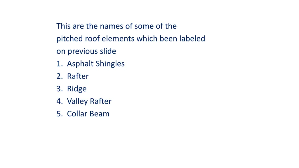 this are the names of some of the pitched roof