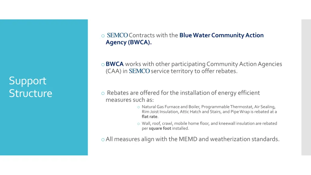 o semco contracts with the blue water community