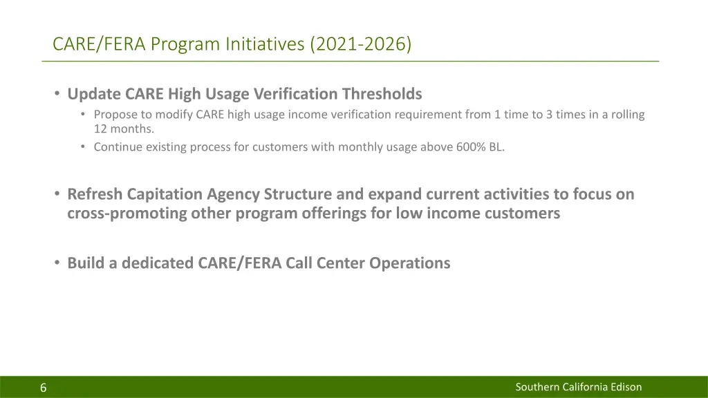 care fera program initiatives 2021 2026